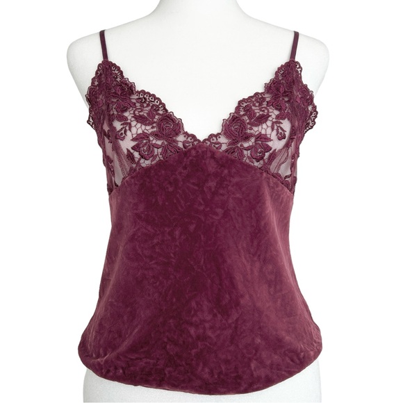 Victoria's Secret Other - Vintage Victoria's Secret Y2K Silk Blend Lace & Crushed Velvet Cami Top (S)